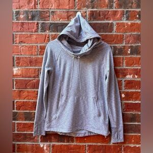 Athleta Womens XS Heathered Gray Pullover Hoodie Thumbholes